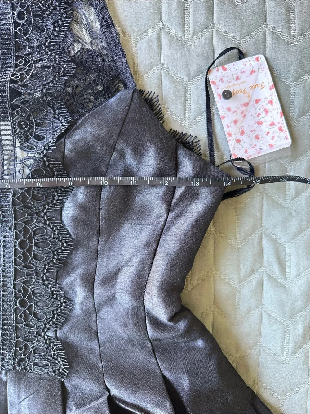 Free People Black Lace-Back Satin Romper